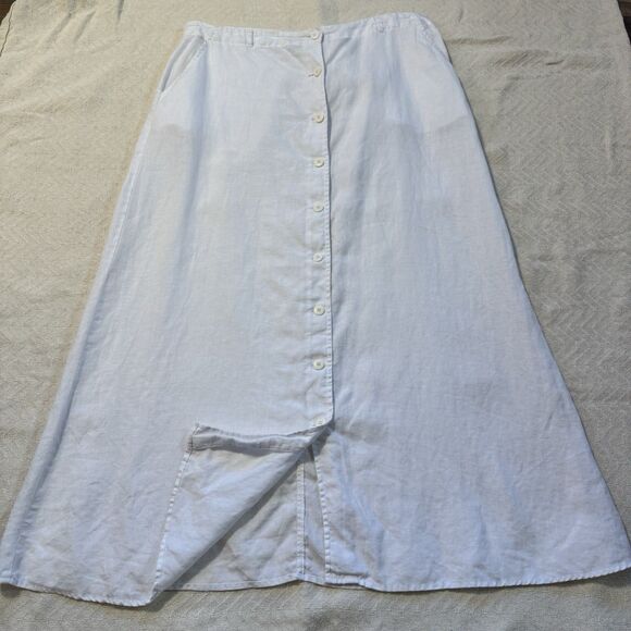 Autograph New York Women’s White Linen Button Front Skirt Size 12 100% Linen - Picture 4 of 12